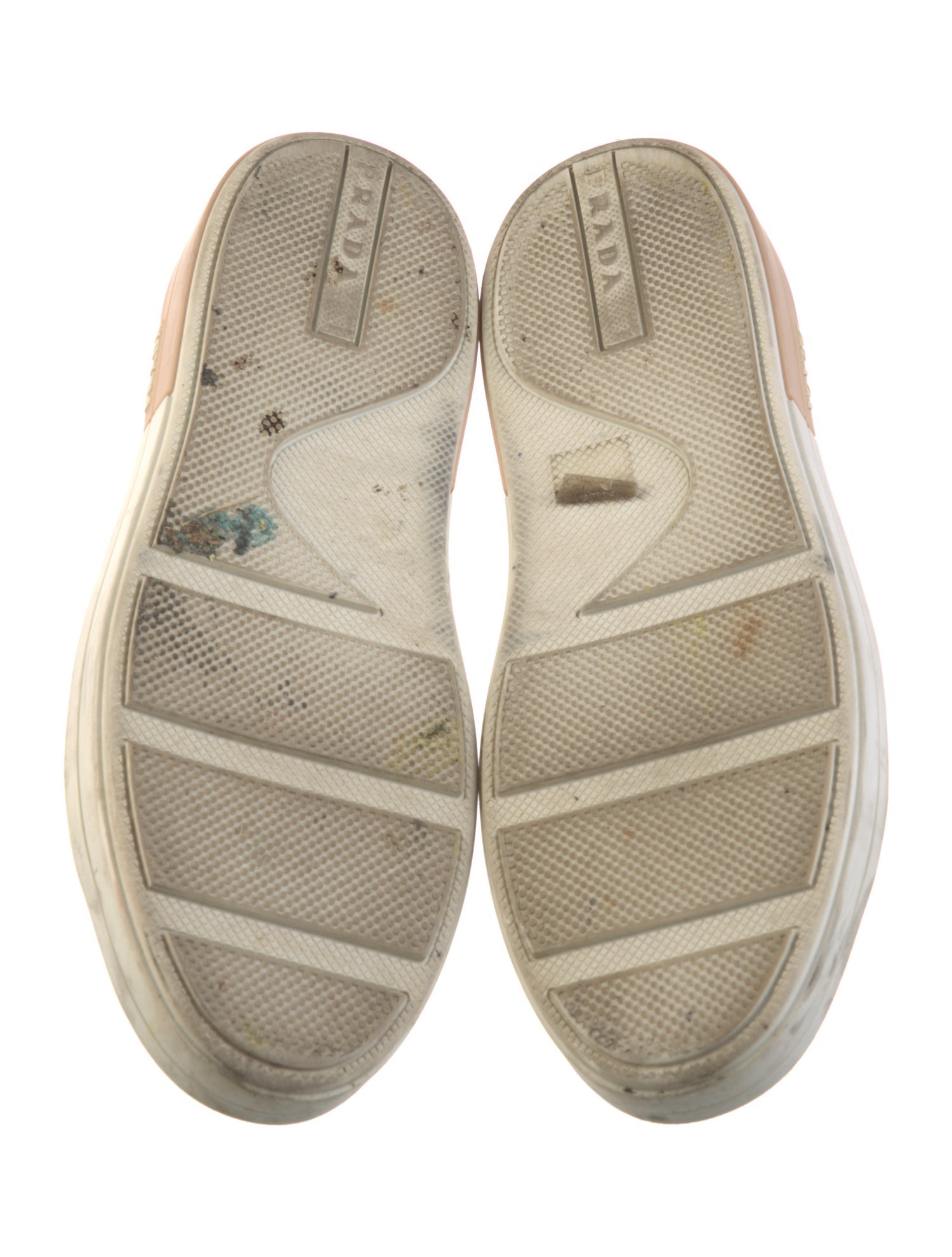 Prada Leather Embroidered Accent Sneakers